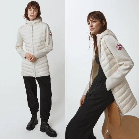 NWT Canada Goose Hybridge Knit Hooded Jacket Zip-Up Women's Sz Large Cottongrass - Picture 1 of 8